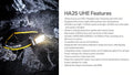 Lampe Frontale Nitecore HA25 UHE 800 Lumens - 3 températures de couleur - Double alimentation  NYCTALOPE  