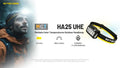 Lampe Frontale Nitecore HA25 UHE 800 Lumens - 3 températures de couleur - Double alimentation  NYCTALOPE  