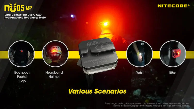 Lampe Frontale Nitecore NU05V2 KIT – 40 Lumens  NYCTALOPE  