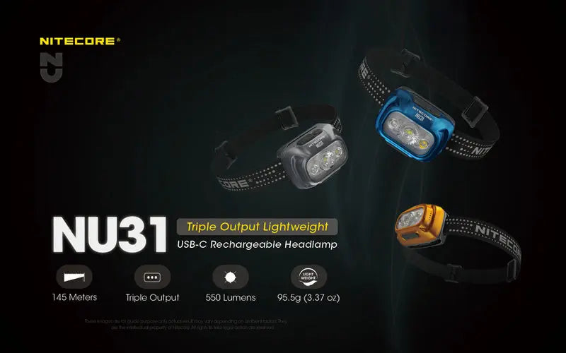 Lampe Frontale Nitecore NU31 – 550 Lumens  NYCTALOPE  