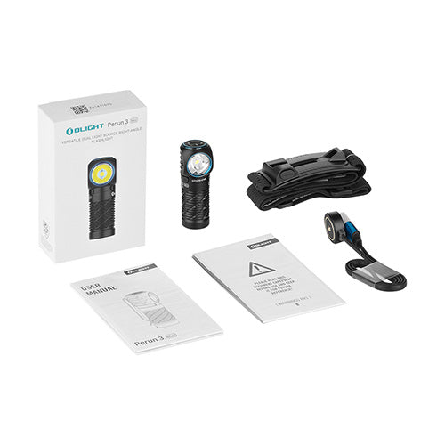 Lampe Frontale Olight Perun 3 Mini 1250 Lumens - Rechargeable - Double Source Lumineuse - Édition Standard