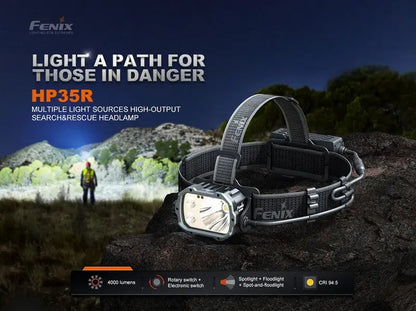 Lampe Frontale professionnelle Fenix HP35R - 4000 Lumens rechargeable  NYCTALOPE  