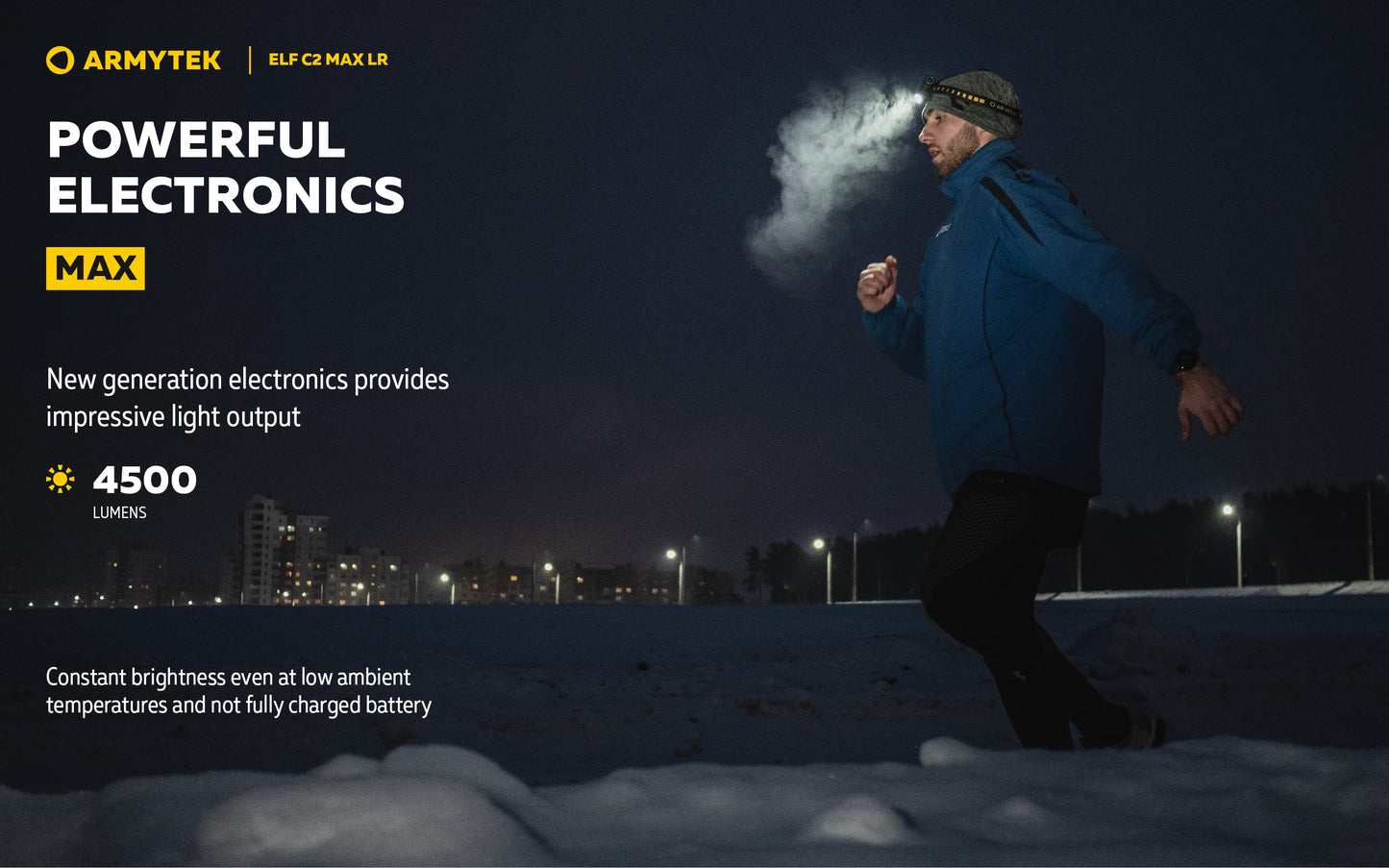 Lampe Frontale Armytek Elf C2 Max LR 4500 Lumens - Portée 235m Longue Distance - 4 en 1 - Rechargeable USB-C