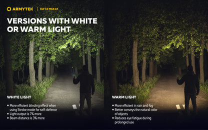 Lampe Frontale Armytek Elf C2 Max LR 4500 Lumens - Portée 235m Longue Distance - 4 en 1 - Rechargeable USB-C