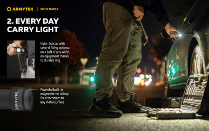 Lampe Frontale Armytek Elf C2 Max LR 4500 Lumens - Portée 235m Longue Distance - 4 en 1 - Rechargeable USB-C