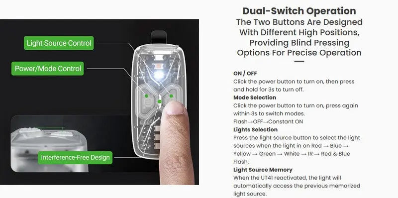 Lampe Multi-signal Nextorch UT41 - 5 couleurs + IR - lumière de secours de sécurité et d'avertissement - Rechargeable USB-C  NYCTALOPE  