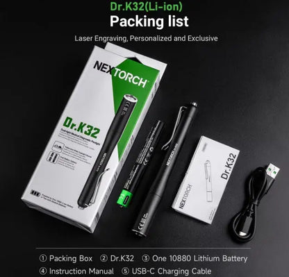 Lampe Nextorch DR K32 80 Lumens blanc / Jaune - Lampe médicale rechargeable - NYCTALOPE