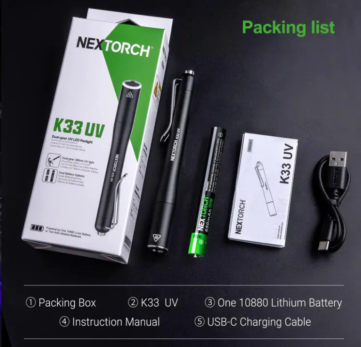 Lampe Nextorch DR.K33UV 1300mW - Lampe UV rechargeable - NYCTALOPE
