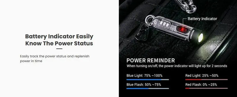 Lampe Nextorch K40 - 300 Lumens / UV / flash rouge et bleu, rechargeable, pour porte-clés  NYCTALOPE  
