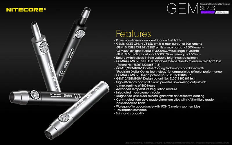 Lampe Nitecore GEM8 – Lampe d'identification professionnelle - Luminosité variable  NYCTALOPE  