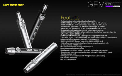 Lampe Nitecore GEM8 – Lampe d'identification professionnelle - Luminosité variable  NYCTALOPE  