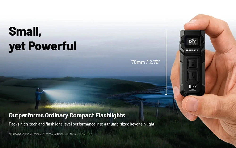 Lampe Nitecore TUP2 compacte – 1200 Lumens – Résistant IP54 eau poussière - Lampe porte clés  NYCTALOPE  