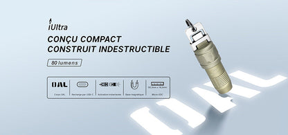 Lampe Porte-Clés Olight iUltra Vert Olive - 80 Lumens - Rechargeable USB-C  NYCTALOPE  