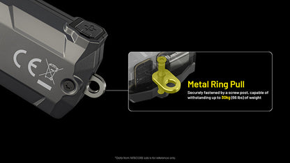 Lampe Porte-clés Nitecore Tini 3 600 Lumens - 3 températures de couleur - Écran OLED - Rechargeable USB-C - NYCTALOPE