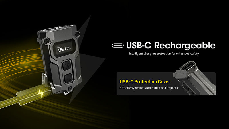 Lampe Porte-clés Nitecore Tini 3 600 Lumens - 3 températures de couleur - Écran OLED - Rechargeable USB-C - NYCTALOPE