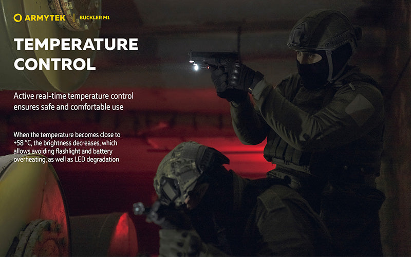 Lampe Tactique Armytek Buckler M1 700 Lumens - Montage Arme de Poing - Rechargeable Magnétique - IP67