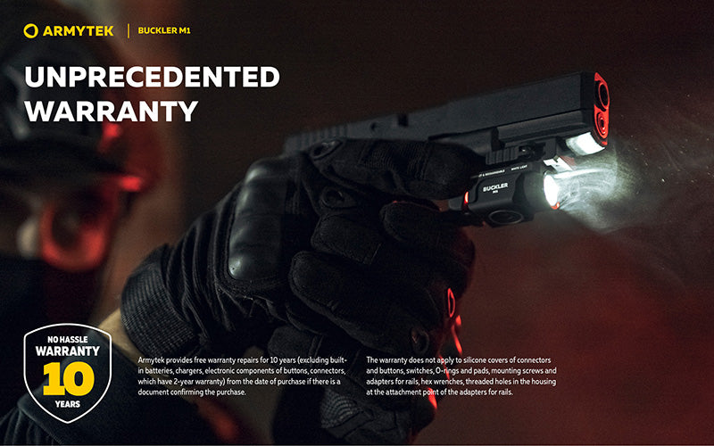 Lampe Tactique Armytek Buckler M1 700 Lumens - Montage Arme de Poing - Rechargeable Magnétique - IP67 - NYCTALOPE