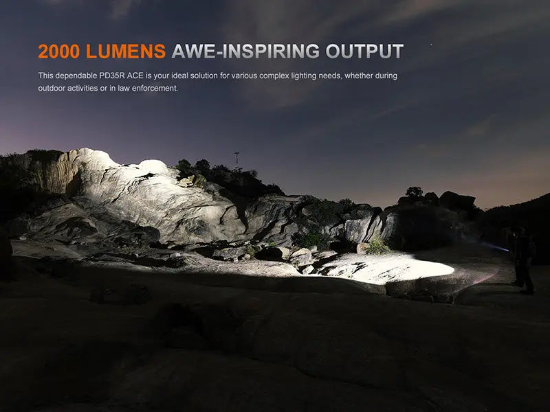 Lampe Tactique Fenix PD35R ACE 2000 Lumens - Multimodes - Rechargeable USB-C  NYCTALOPE  