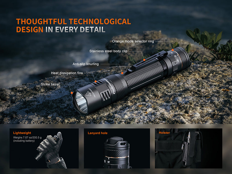 Lampe Tactique Fenix PD45R ACE 3200 Lumens - 6 modes personnalisables - Commutateur tactique - Rechargeable USB-C