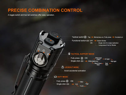 Lampe Tactique Fenix TK25R 3600 Lumens - Multi-sources LED - Rechargeable USB-C - IP68  NYCTALOPE  