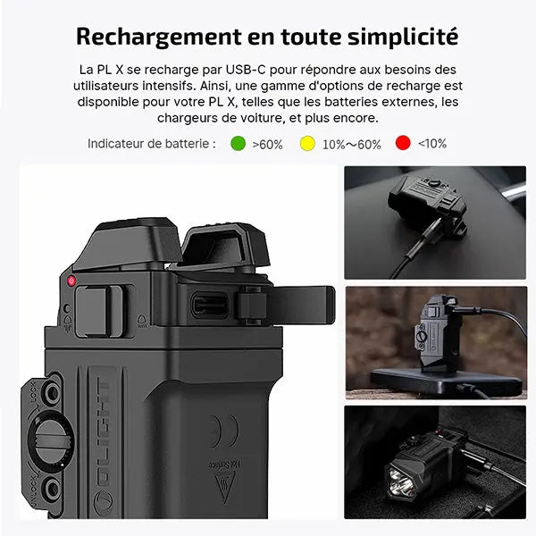 Lampe Tactique Olight Osight PL X 1200 Lumens - Double Faisceau - Rail Universel - Rechargeable USB-C  NYCTALOPE  