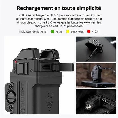 Lampe Tactique Olight Osight PL X 1200 Lumens - Double Faisceau - Rail Universel - Rechargeable USB-C  NYCTALOPE  