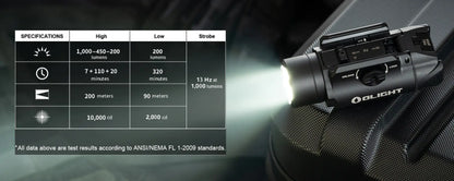 Lampe Tactique Olight Valkyrie PL-3S - 1000 Lumens - Lampe tactique militaire professionnelle  NYCTALOPE  