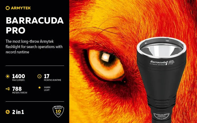 Lampe Torche Armytek Barracuda Pro V2 XHP35 – 1850/1720 Lumens - NYCTALOPE