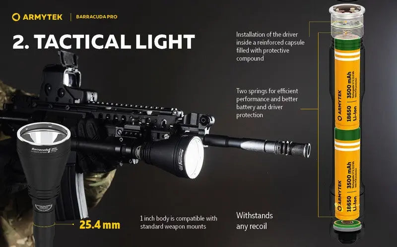 Lampe Torche Armytek Barracuda Pro V2 XHP35 – 1850/1720 Lumens - NYCTALOPE