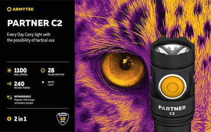Lampe Torche Armytek Partner C2 V4 Magnet USB – 1100/1020 Lumens  NYCTALOPE  