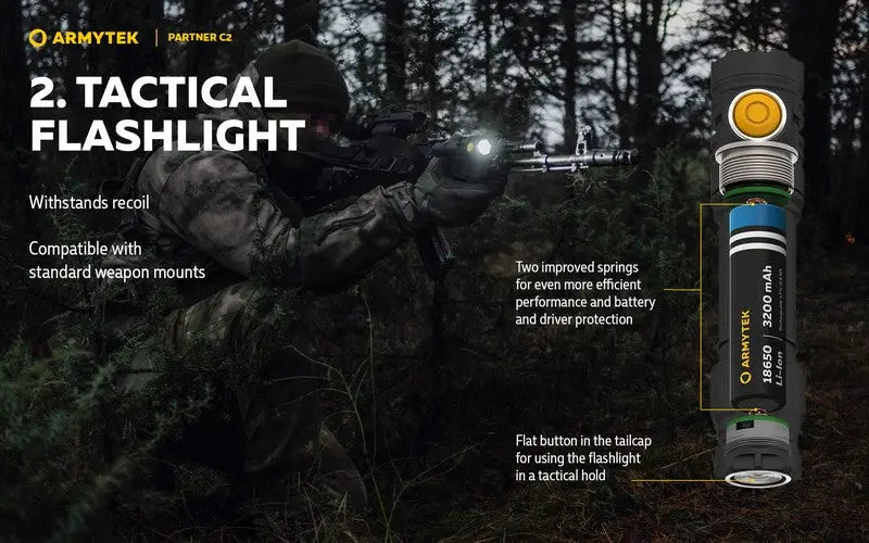 Lampe Torche Armytek Partner C2 V4 Magnet USB – 1100/1020 Lumens  NYCTALOPE  
