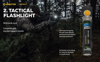 Lampe Torche Armytek Partner C2 V4 Magnet USB – 1100/1020 Lumens  NYCTALOPE  
