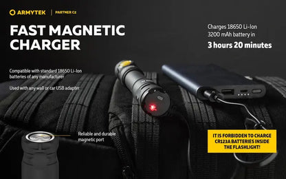 Lampe Torche Armytek Partner C2 V4 Magnet USB – 1100/1020 Lumens  NYCTALOPE  