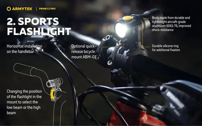 Lampe Torche Armytek Prime C1 PRO V4 Magnet USB – 1000/930 Lumens  NYCTALOPE  
