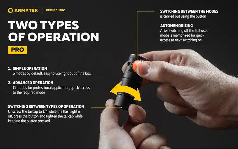 Lampe Torche Armytek Prime C1 PRO V4 Magnet USB – 1000/930 Lumens  NYCTALOPE  