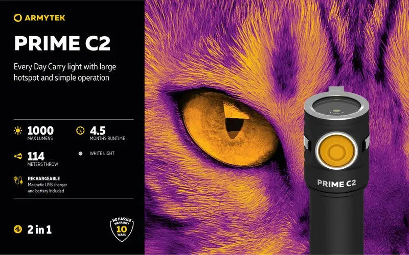 Lampe Torche Armytek Prime C2 Magnet USB – 1000/930 Lumens  NYCTALOPE  