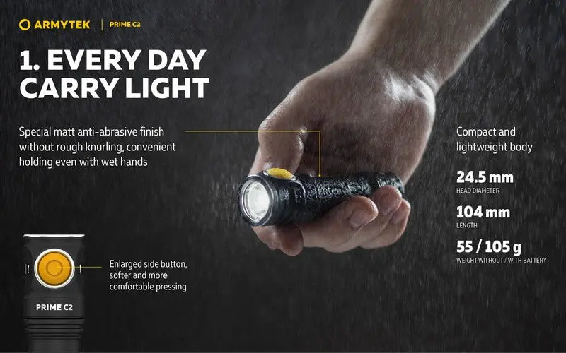 Lampe Torche Armytek Prime C2 Magnet USB – 1000/930 Lumens  NYCTALOPE  