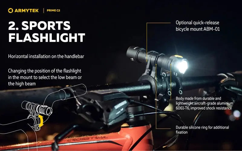 Lampe Torche Armytek Prime C2 Magnet USB – 1000/930 Lumens  NYCTALOPE  