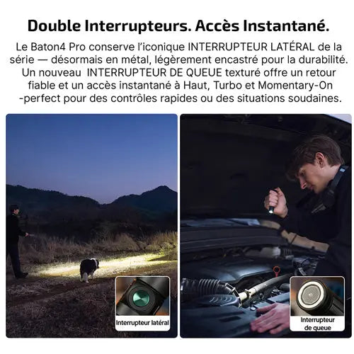 Lampe Torche EDC Olight Baton 4 Pro 1600 Lumens - Longue Portée 200m - Recharge USB-C/MCC3 - Batterie 18650 Remplaçable