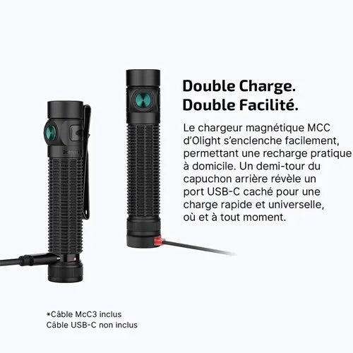 Lampe Torche EDC Olight Baton 4 Pro 1600 Lumens - Longue Portée 200m - Recharge USB-C/MCC3 - Batterie 18650 Remplaçable