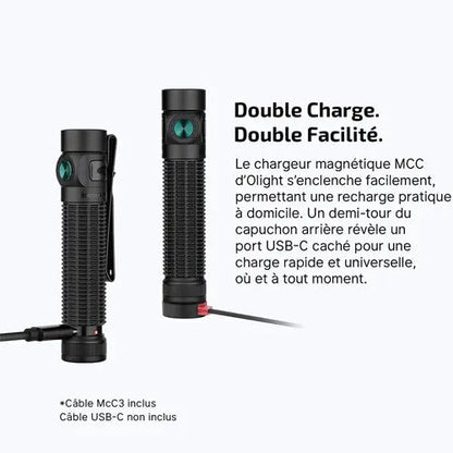 Lampe Torche EDC Olight Baton 4 Pro 1600 Lumens - Longue Portée 200m - Recharge USB-C/MCC3 - Batterie 18650 Remplaçable
