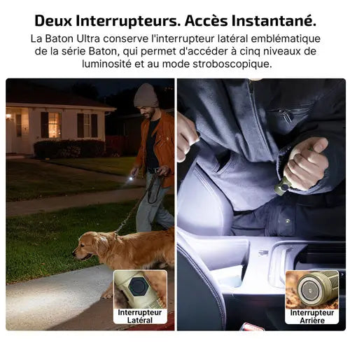 Lampe Torche EDC Olight Baton Ultra 1800 Lumens - Longue Portée 300m - Recharge USB-C/MCC3 - Batterie 18650 Remplaçable