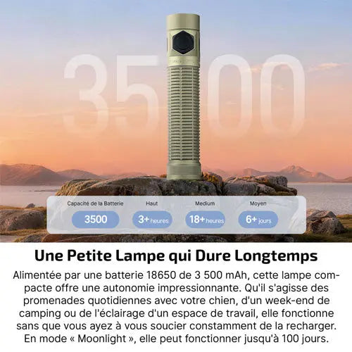 Lampe Torche EDC Olight Baton Ultra 1800 Lumens - Longue Portée 300m - Recharge USB-C/MCC3 - Batterie 18650 Remplaçable