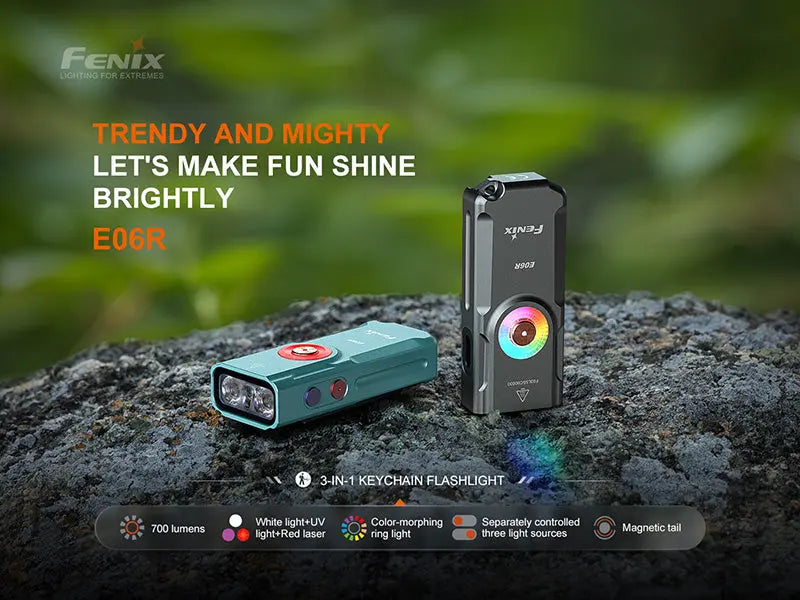 Lampe Torche Fenix E06R 700 Lumens - 3 en 1 - Multifonction - USB-C Rechargeable - NYCTALOPE