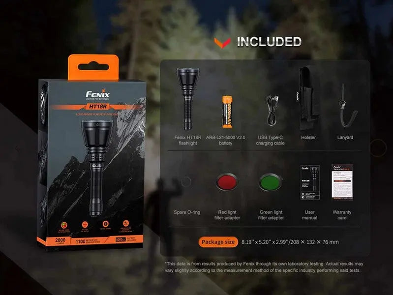 Lampe Torche Fenix HT18R - 2800 Lumens - Rechargeable longue portée  NYCTALOPE  