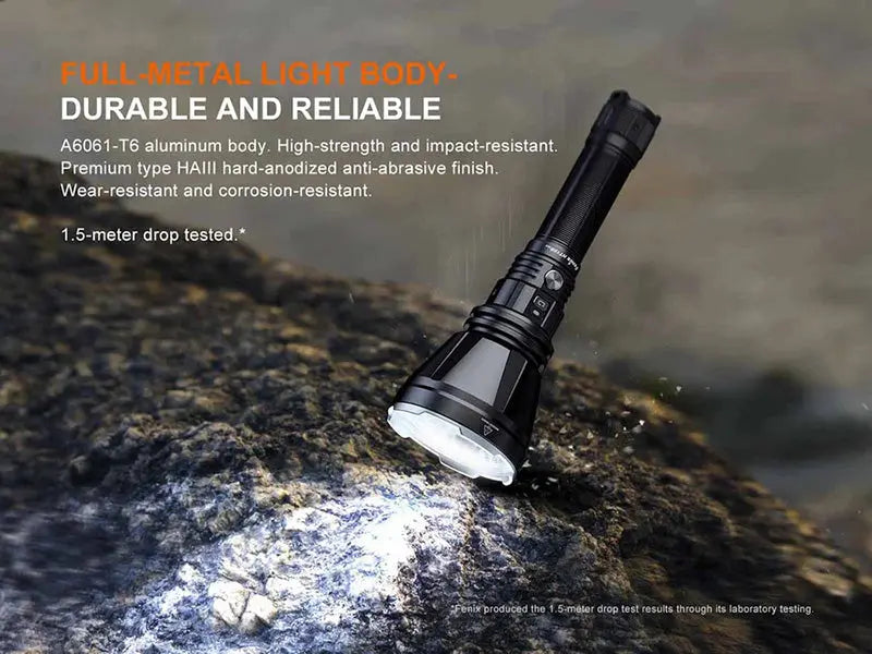 Lampe Torche Fenix HT18R V2.0 - 3700 Lumens - Lampe longue portée 1100 mètres - Double interrupteur latéral  NYCTALOPE  