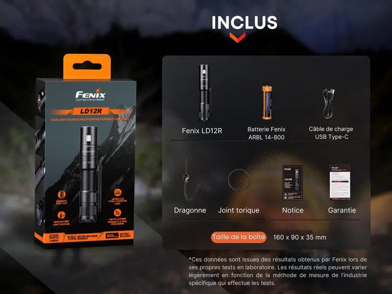 Lampe Torche Fenix LD12R - 600 Lumens - rechargeable  NYCTALOPE  