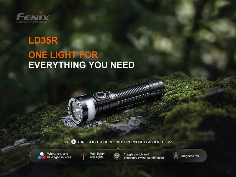Lampe Torche Fenix LD35R - 1800 Lumens - Trois Sources Lumineuses - Rechargeable USB-C  NYCTALOPE  