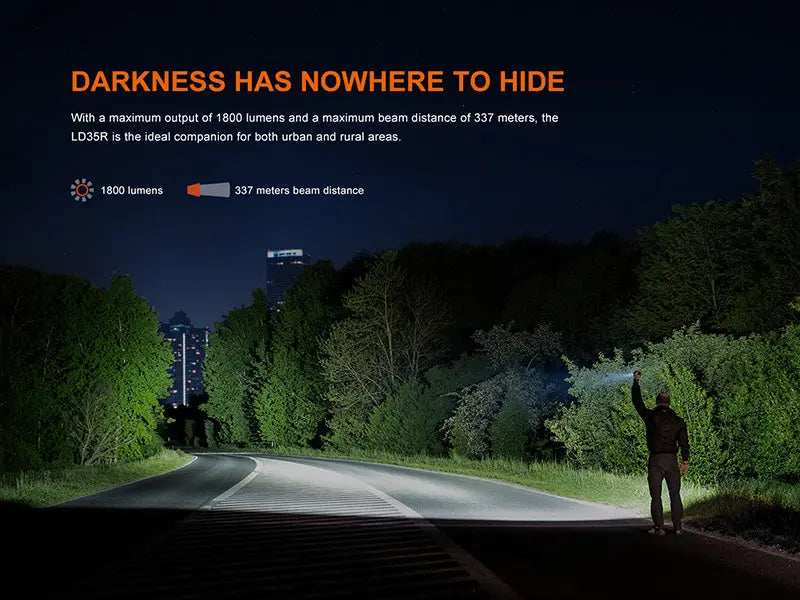 Lampe Torche Fenix LD35R - 1800 Lumens - Trois Sources Lumineuses - Rechargeable USB-C  NYCTALOPE  