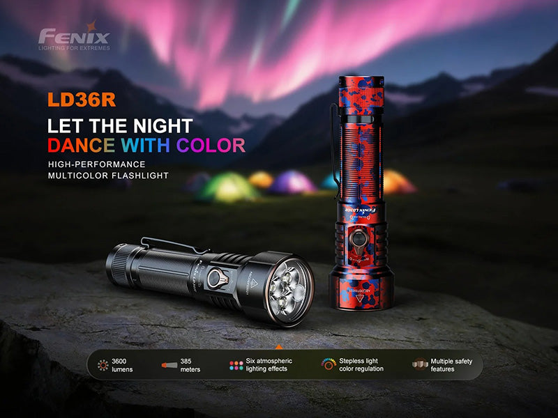 Lampe Torche Fenix LD36R 3600 Lumens - Éclairage Multicolore - Rechargeable USB-C